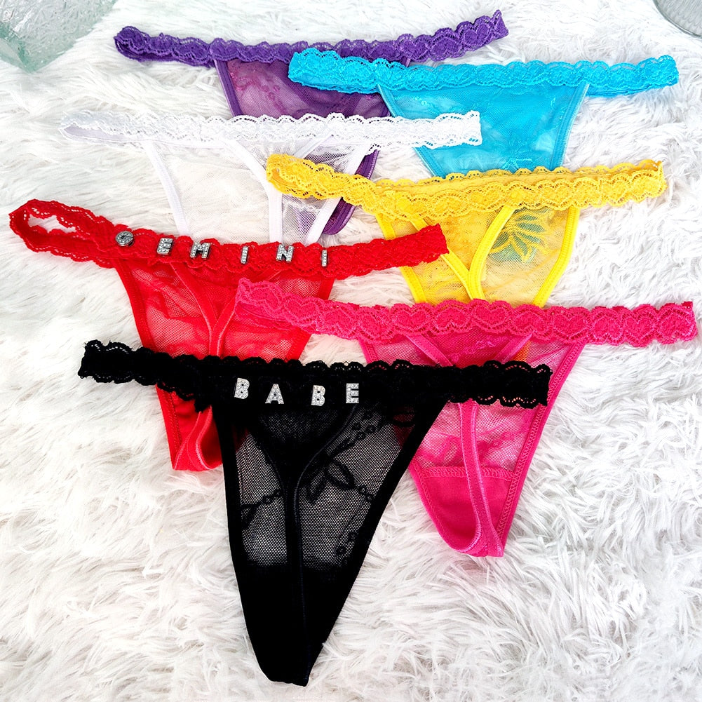 DADDYS TOY Custom Name Phrase Cut Out Red Lace Sexy Thong Panty Underwear -  Lacadives
